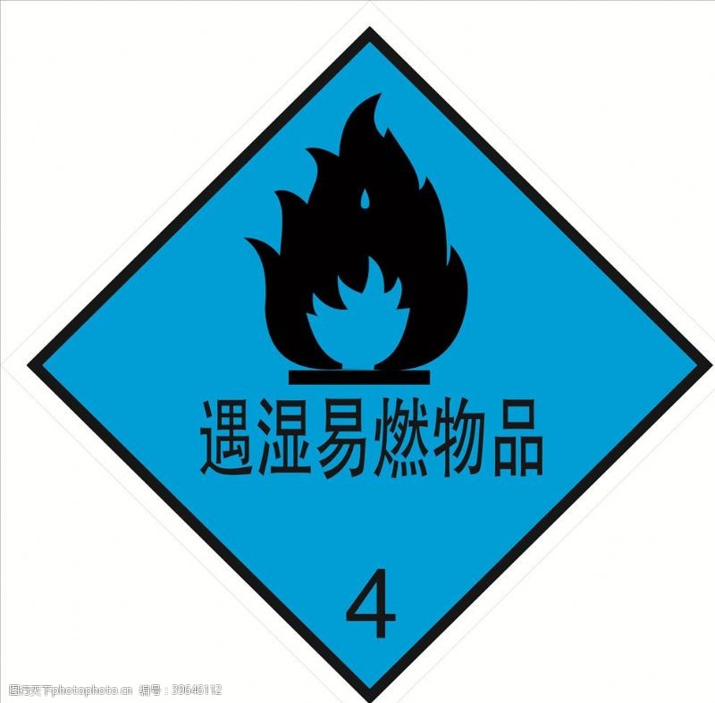 危险货物包装标识危险货物包装标志遇湿易燃物品图片