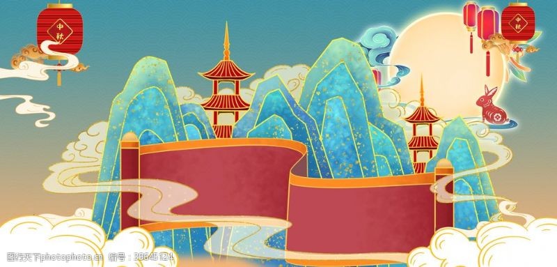 背景中国中国风大气插画图片