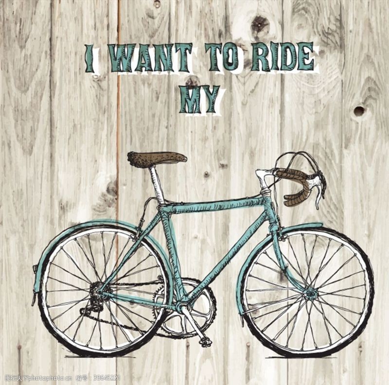 骑车彩绘自行车海报图片