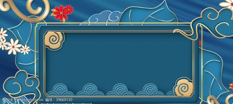 瑞吉山国潮浮雕复古花朵电商背景图片