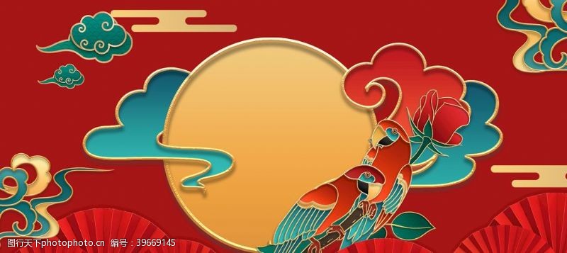 瑞吉山国潮浮雕中国风喜庆海报背景图片