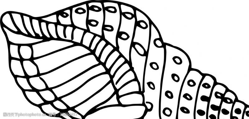 手绘树木海螺图片