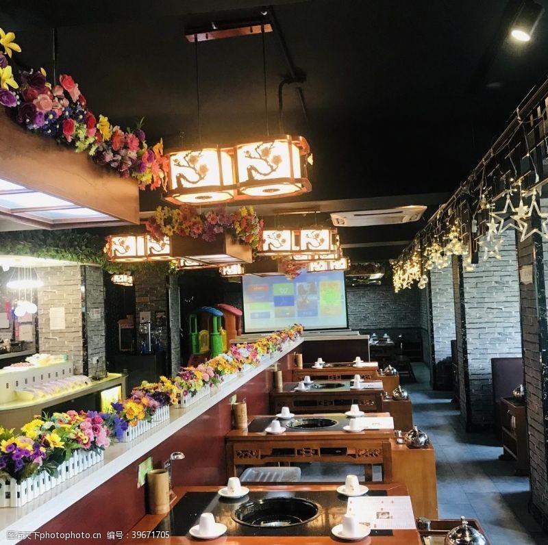 中式餐具火锅餐厅图片