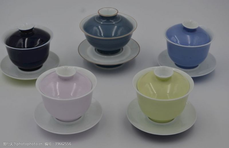 传统茶文化景德镇手工马兰卡色茶具盖碗图片