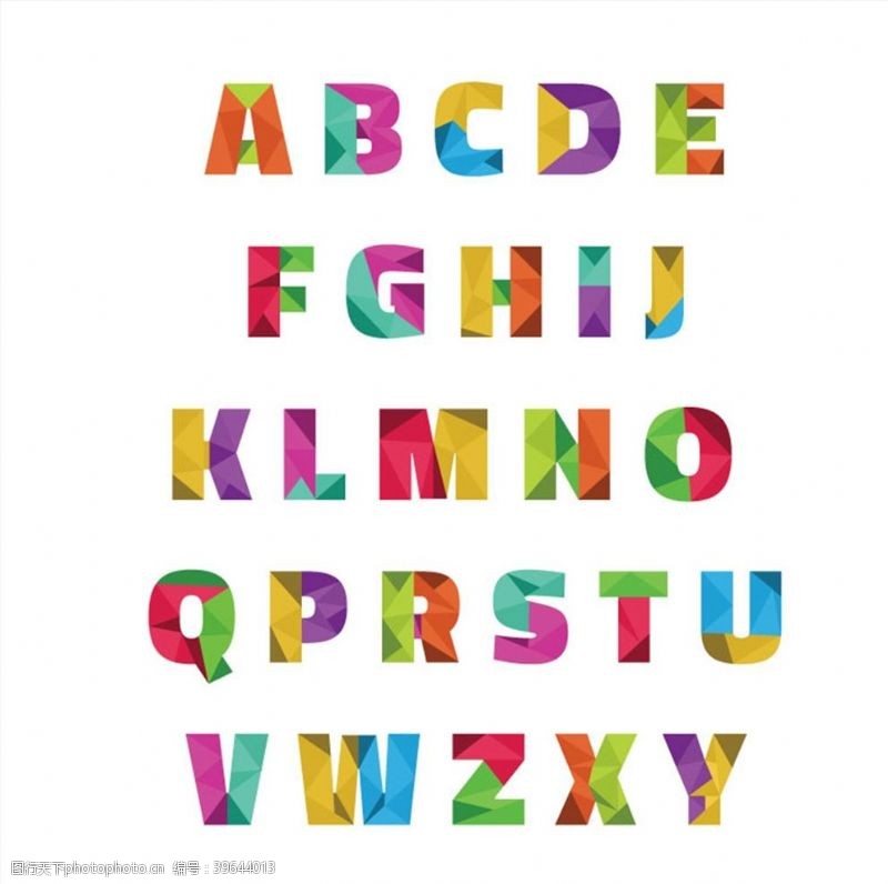 英文字母矢量素材拼色字母矢量图片
