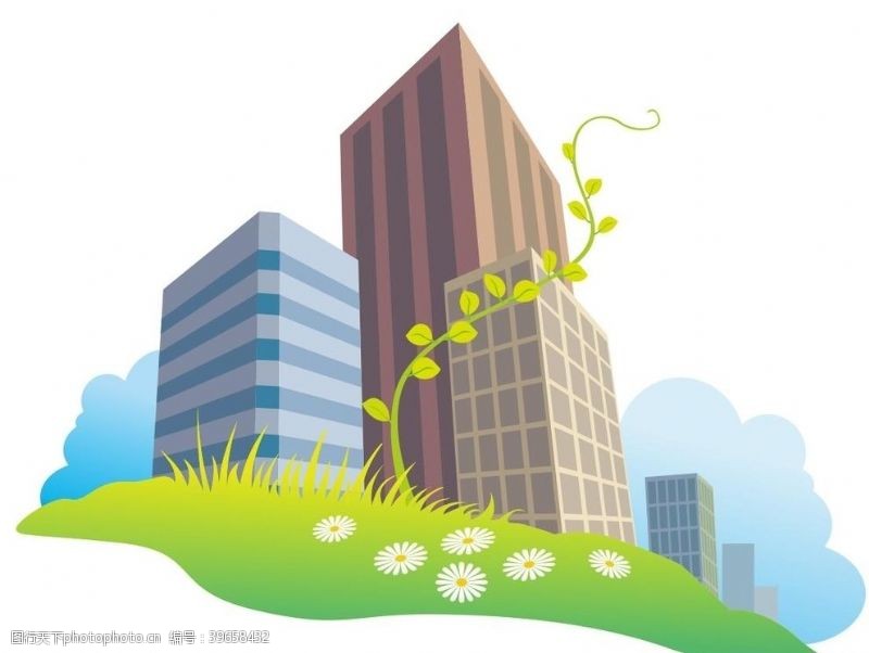 绿色房子矢量环保城市大厦图片