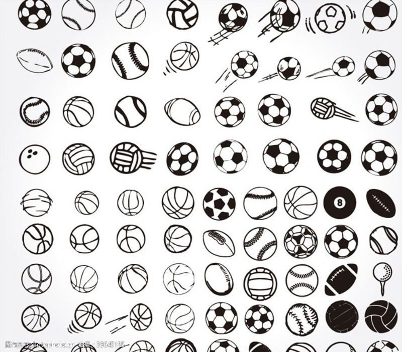 橄榄手绘球类设计矢量图片