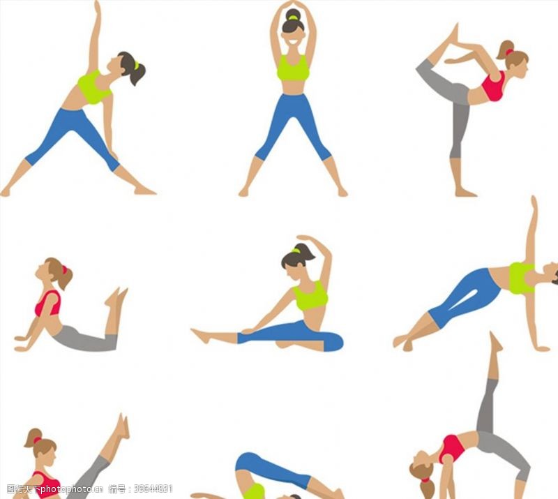 健身动作瑜伽女性动作图片
