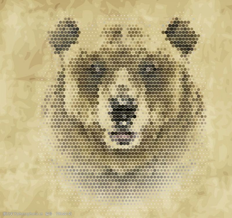 蜂窝形矢量素材棕熊像素头像图片