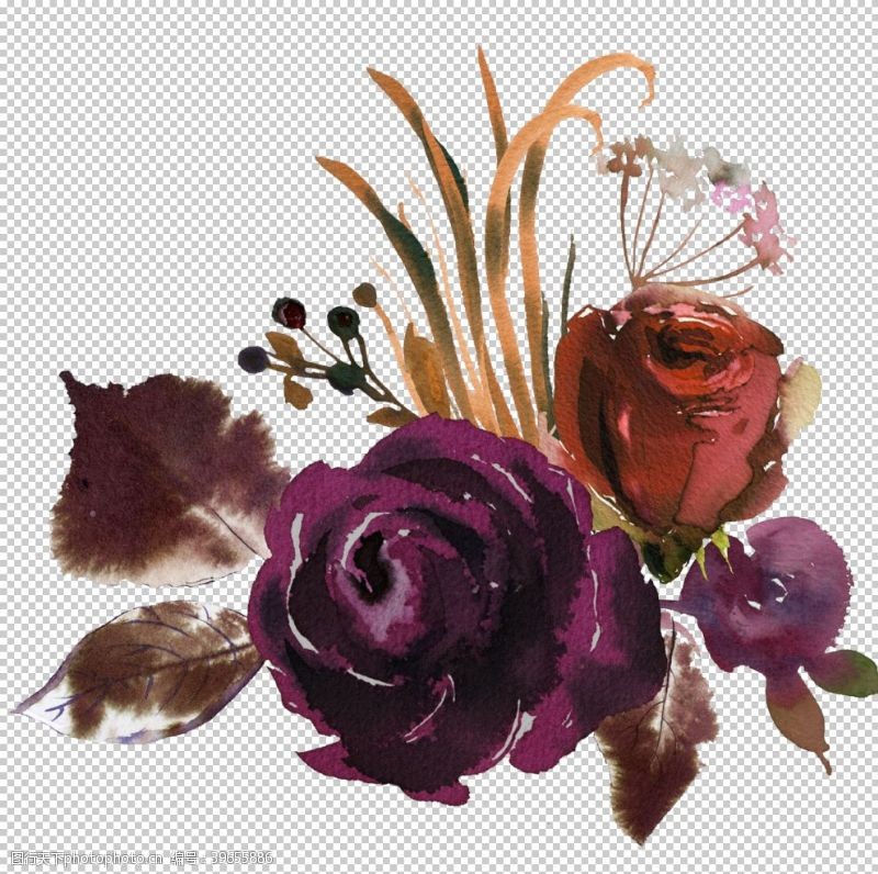波西米亚风格水彩花朵图片
