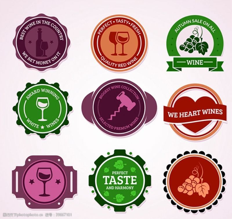 彩色葡萄酒标签图片