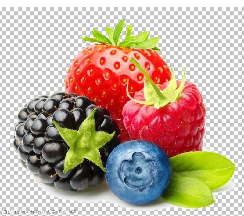 新鲜蓝莓草莓蓝莓特写图片