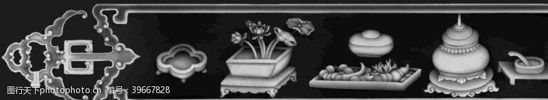 玉兰花精雕图浮雕图灰度图黑白图图片