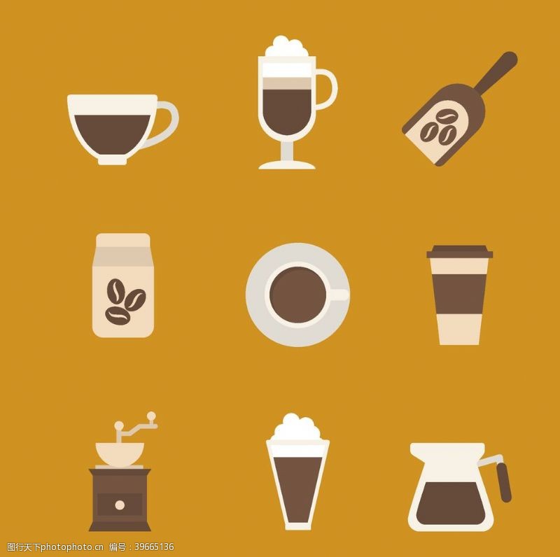咖啡图标咖啡元素图标矢量图片
