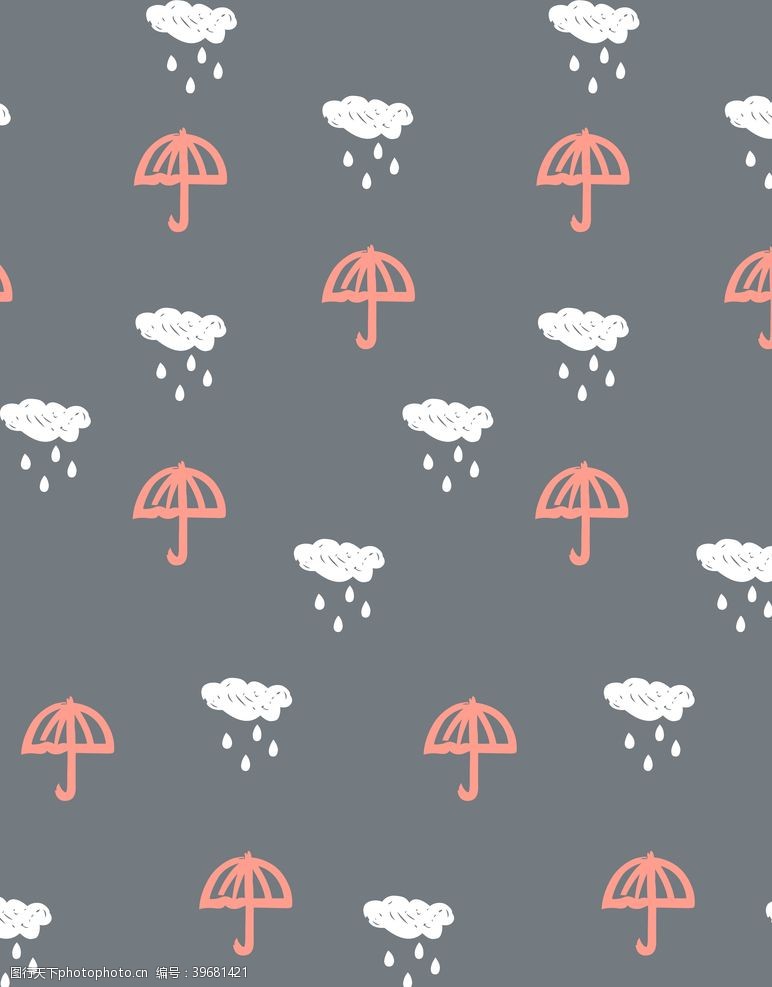 雨滴卡通雨伞图片