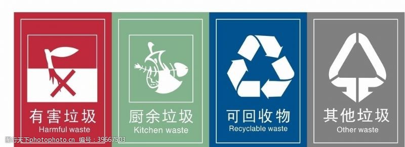 环境设计垃圾分类四标志图片