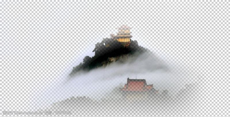 中国风笔刷水墨山水素材图片