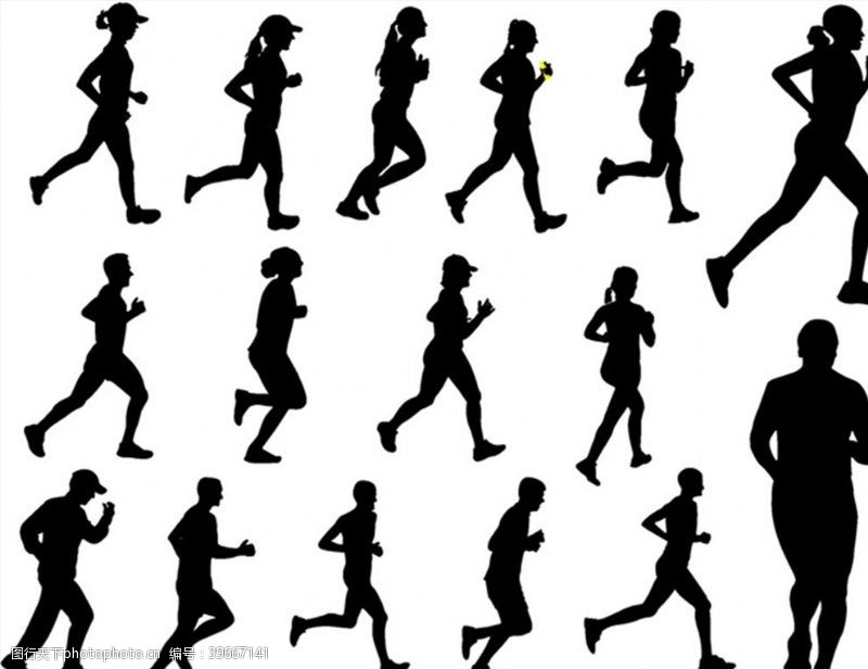 跑步运动运动人物剪影矢量图片