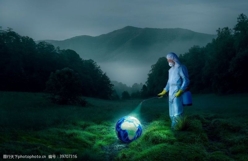 地球日创意地球消毒创意图片