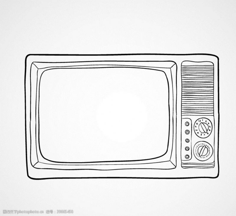 家电广告黑白电视机矢量图片
