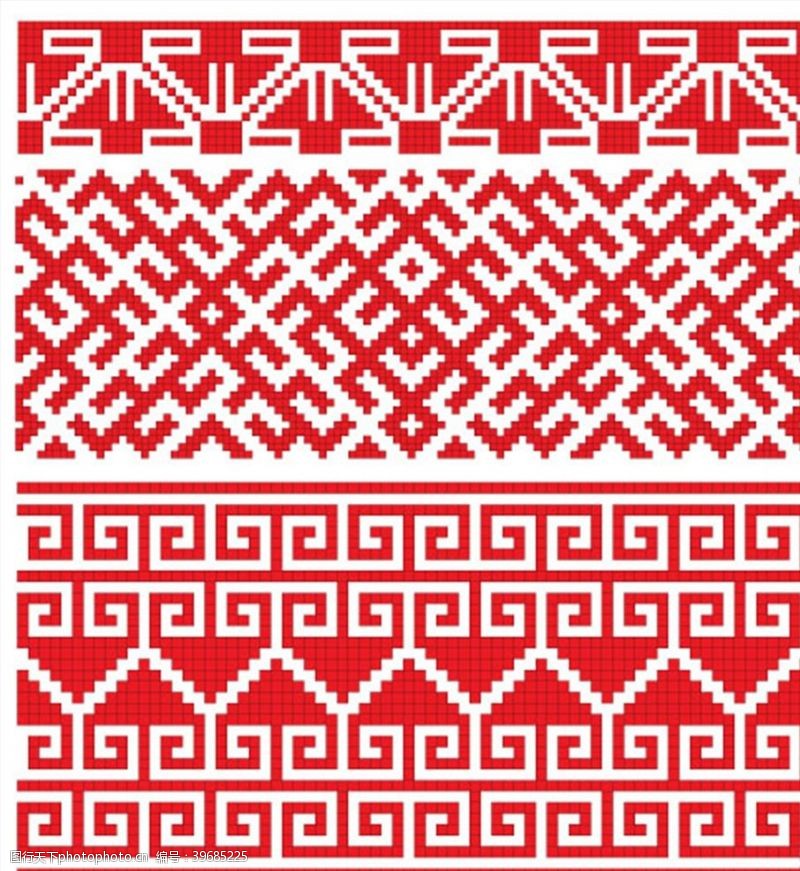 布艺传统花纹红色编织无缝背景图片