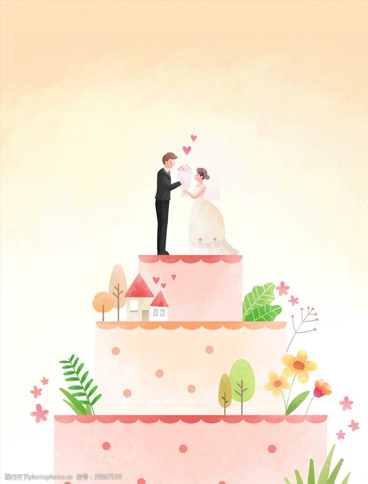 蛋糕插卡结婚蛋糕图片