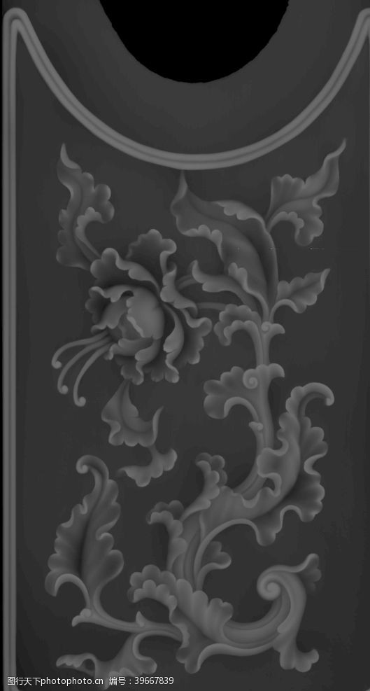 玉兰花精雕图浮雕图灰度图黑白图图片