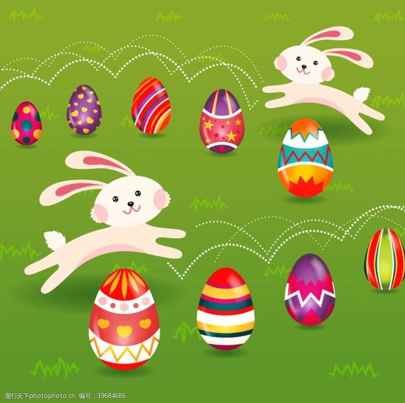 复活草卡通兔子和彩蛋图片
