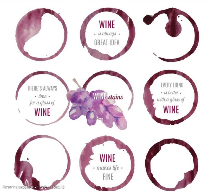 高清葡萄酒葡萄酒标签矢量图片