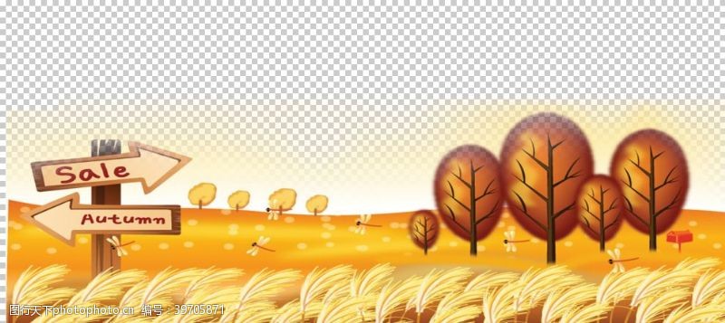 卡通麦子秋天素材图片