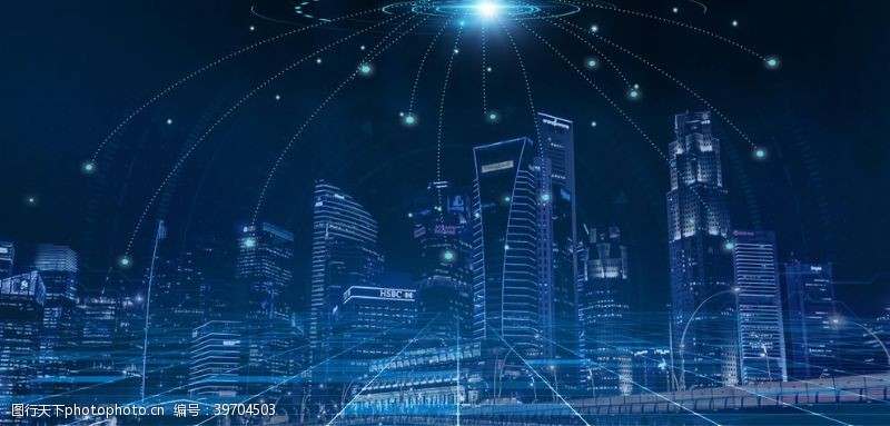5g科技城市人工智脑科技蓝色海报图片