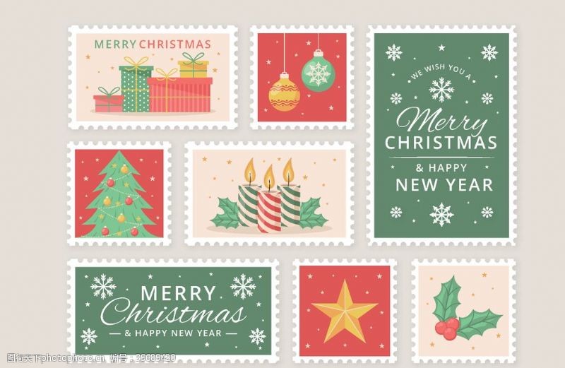 邮票设计圣诞节邮票套装图片