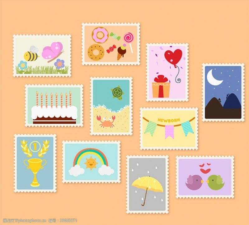 时尚邮票时尚卡通邮票图片
