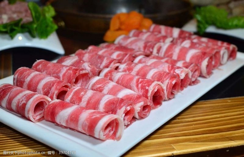 涮羊肉卷涮火锅新鲜羊肉卷图片