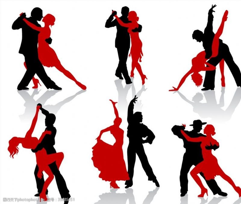 跳舞的人舞姿动作男女矢量图片