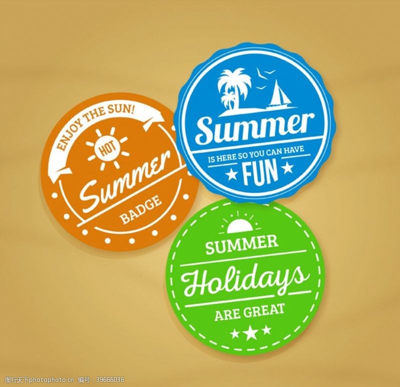 椰子树夏季度假标签图片