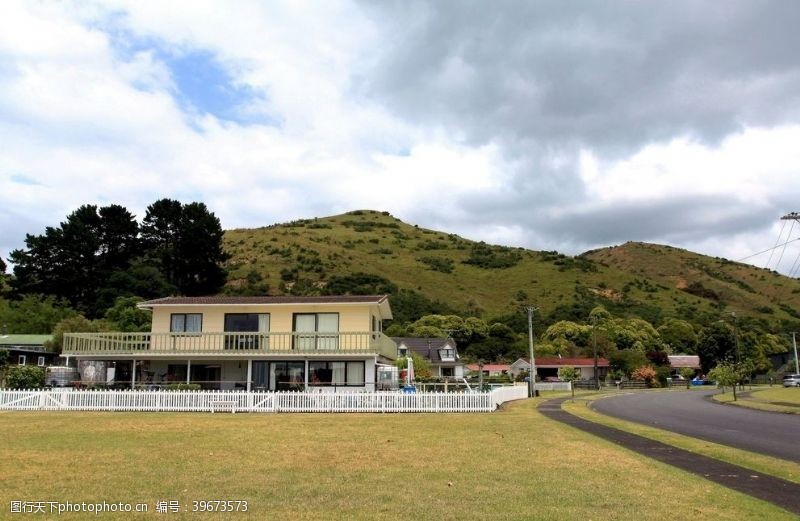 海滨别墅新西兰海滨小镇风景图片