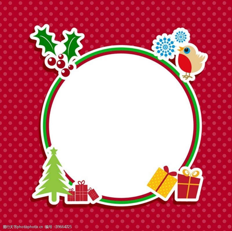 圣诞素材圆形圣诞元素框架图片