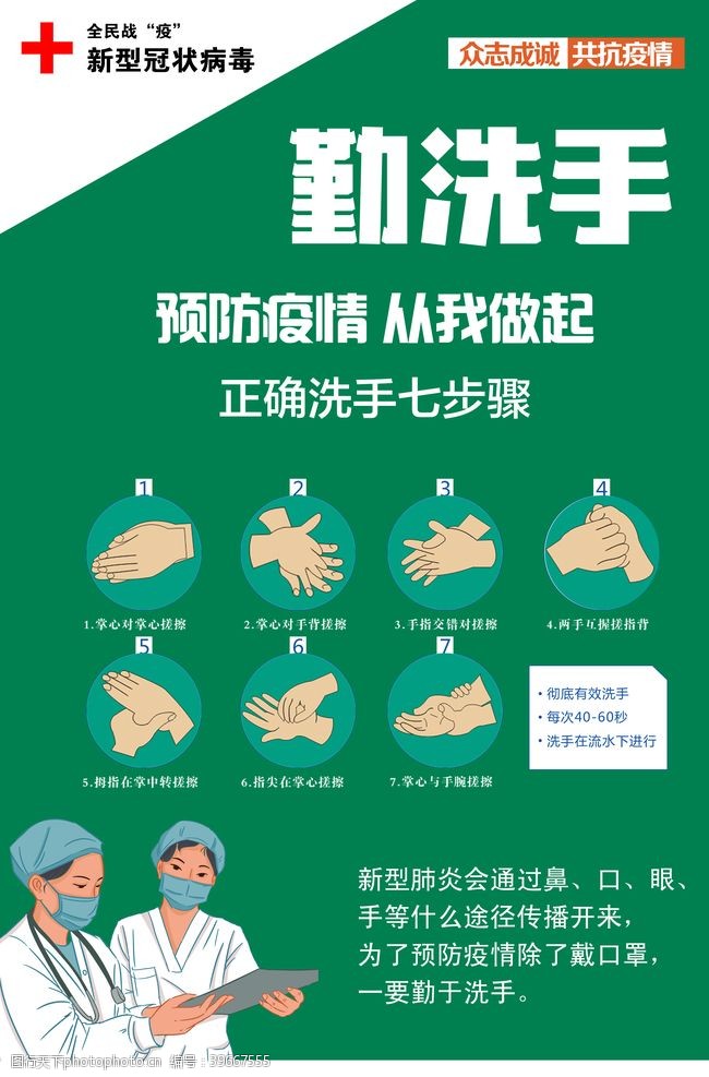 疫情防控正确洗手七步法图片