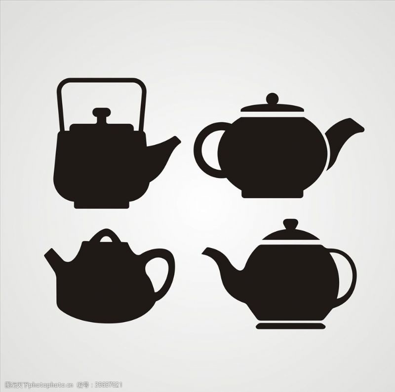 杯具茶壶茶壶剪影图片