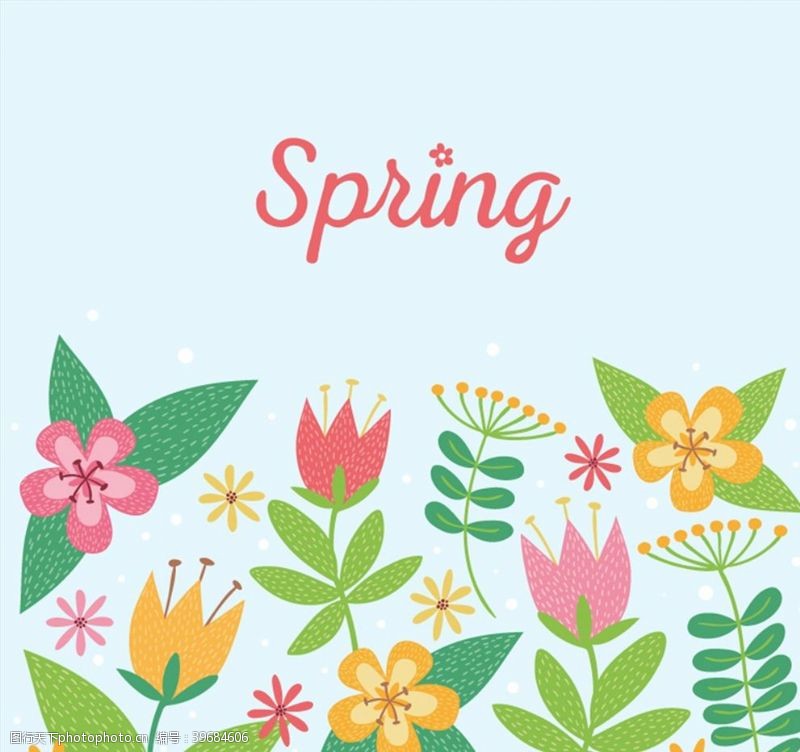 春季花卉春季卡通花卉矢量图片