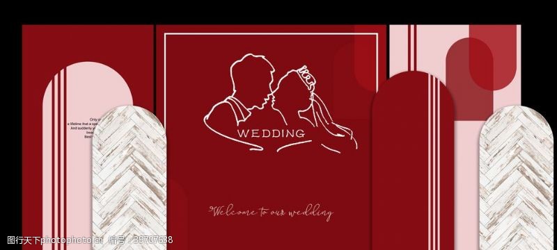 兰色背景红色婚礼图片