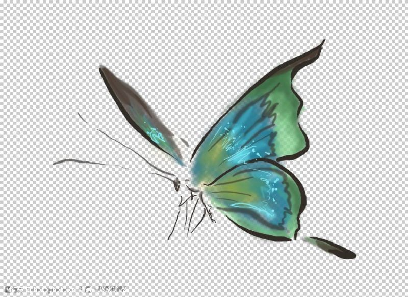 国花花鸟笔刷蝴蝶元素图片