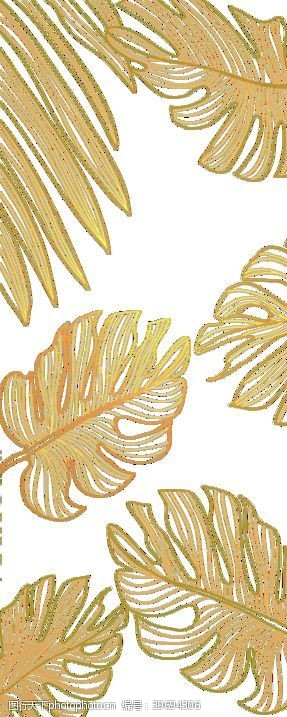 热带树叶贴纸金树叶背景图片