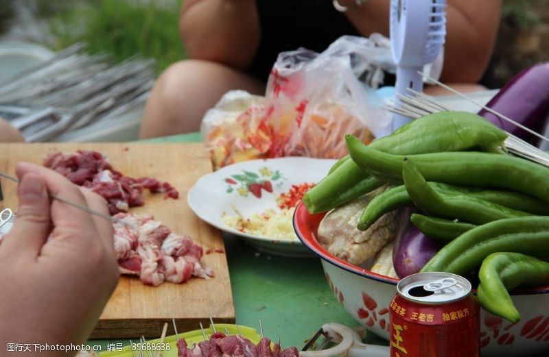 烤肉野炊茄子辣椒图片