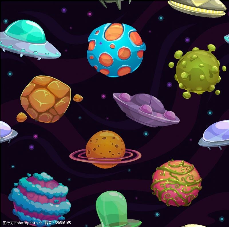 卡通矢量地球素材卡通宇宙星球背景图片