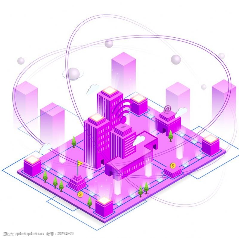 未来城市科技城市插画图片