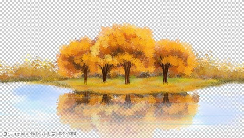 金色枫叶秋天素材图片