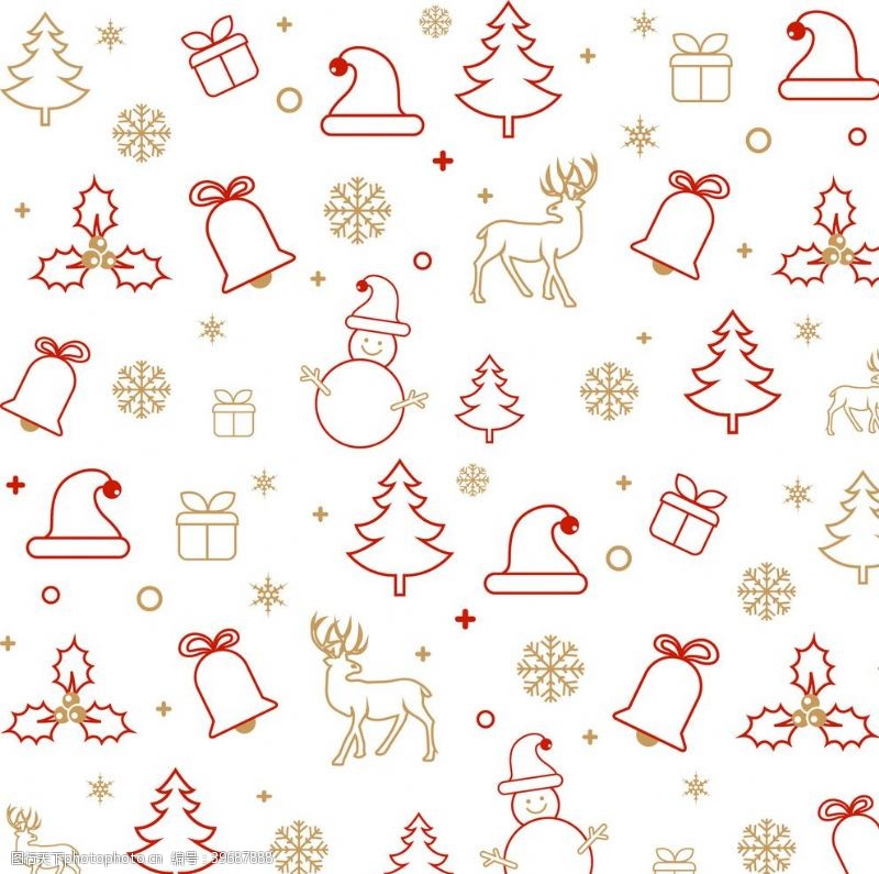 雪花底纹矢量线描圣诞节底纹图标LOGO图片