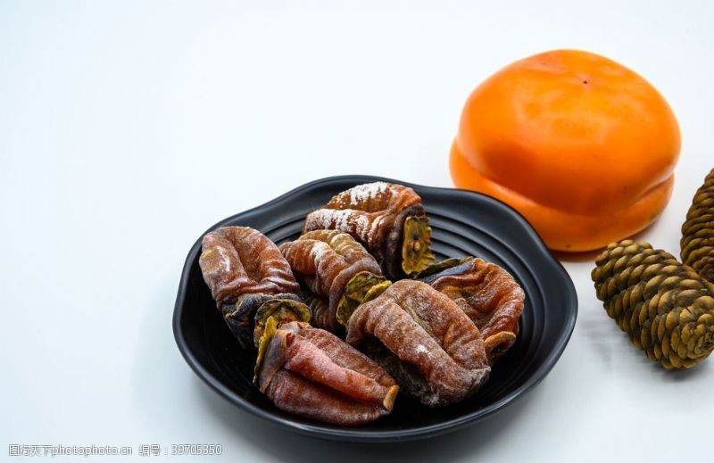 清新果盘柿子柿饼图片